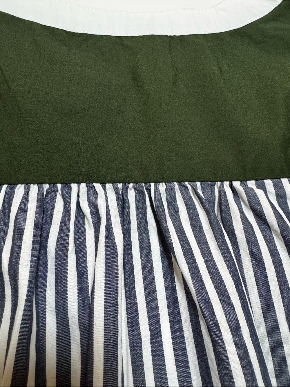 LOFT striped cotton blouse XL with voluminous sleeves and green accents - Picture 10 of 10